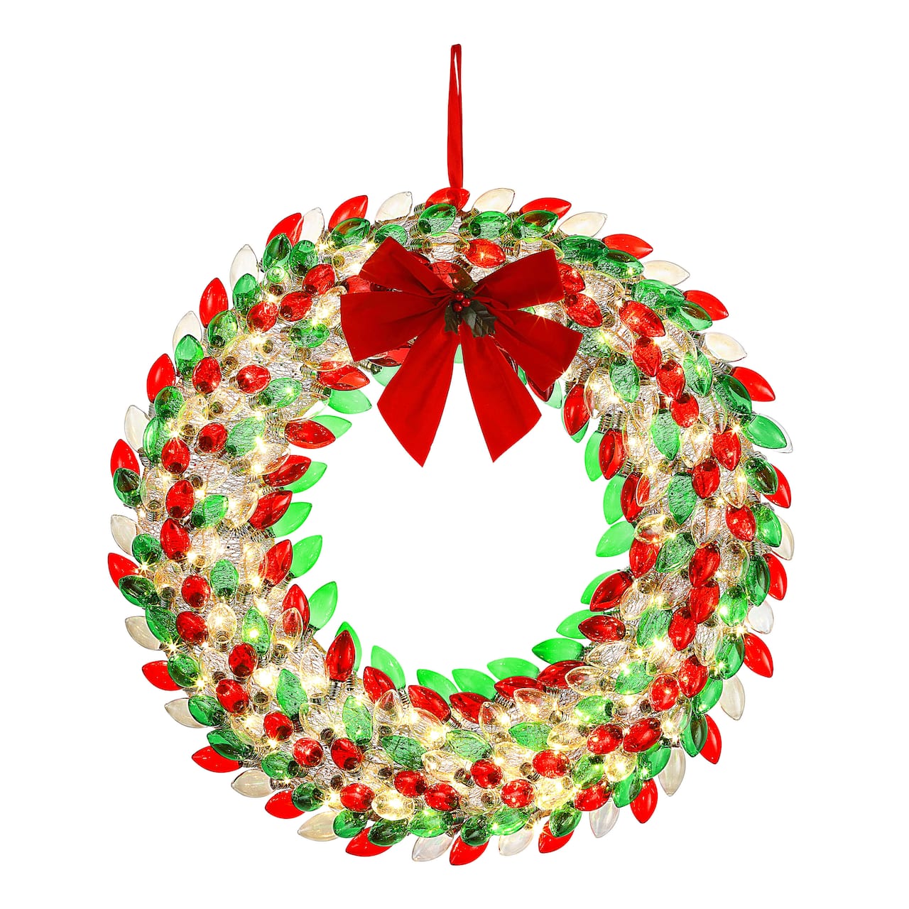 Mr. Christmas 30" Red & Green LED Retro C9 Bulb Wreath